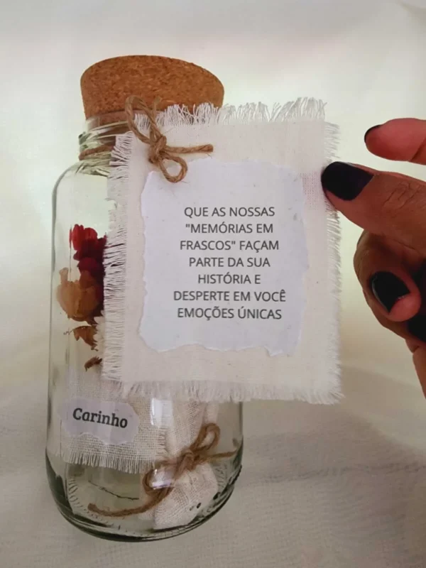Frasco de Vidro com Mini Buquê de Flores Artesanais G - Image 3