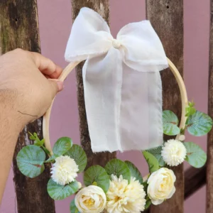 Porta Aliança de Casamento com Flores Naturais e Flores Permanentes